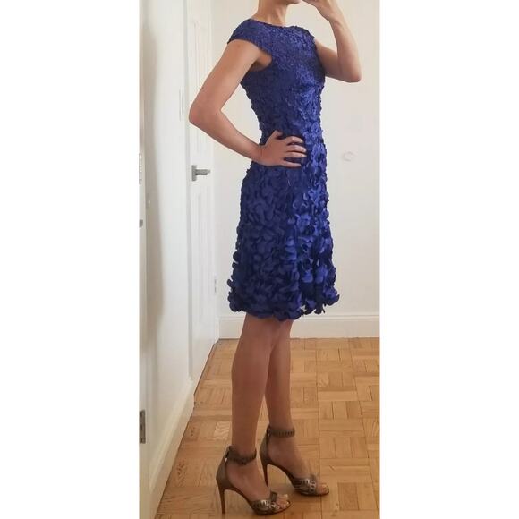 NWT $695 Theia Petal Mini dress Prussian Blue 6 Wedding Guest Cocktail P… - Picture 1 of 14